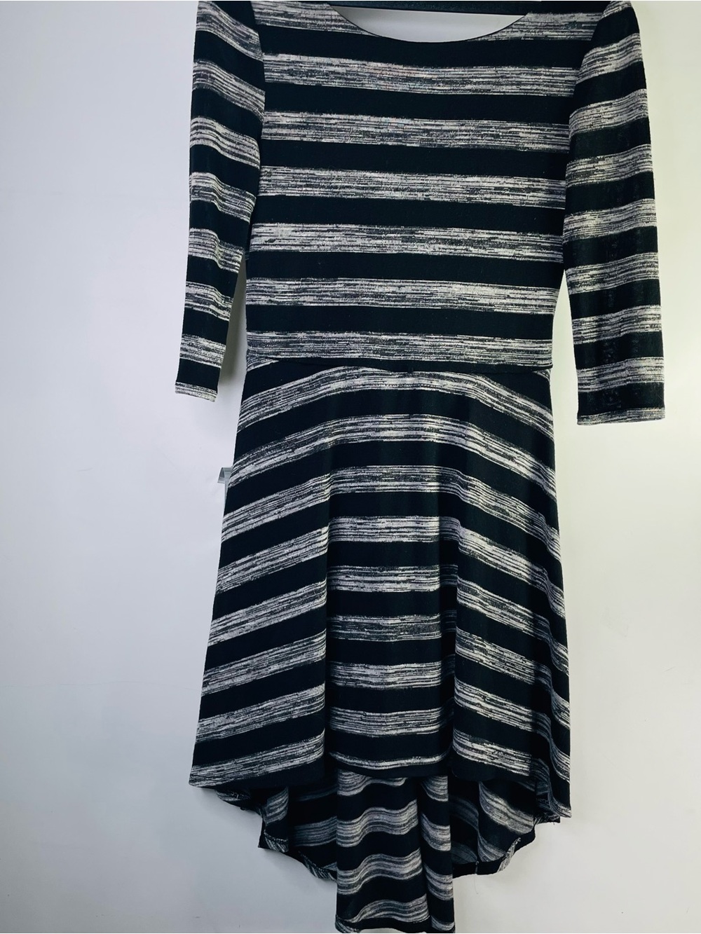 As U Wish Black and White Striped Midi Dress High- Low Hem